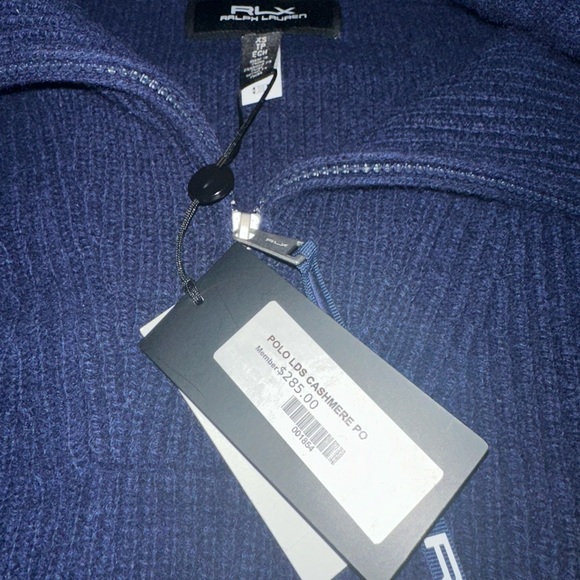 NWT rib knit cashmere half zip blue XS - Picture 3 of 7